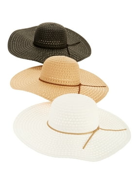 Time and Tru Women's Straw Floppy Hat 3-pack