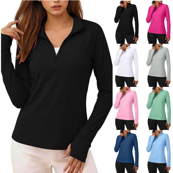HAOTAGS Women Athletic Sun Protection Tops,Hooded Long Sleeve Moisture-Wicking UV Protection Athletic Shirts Black 2XL