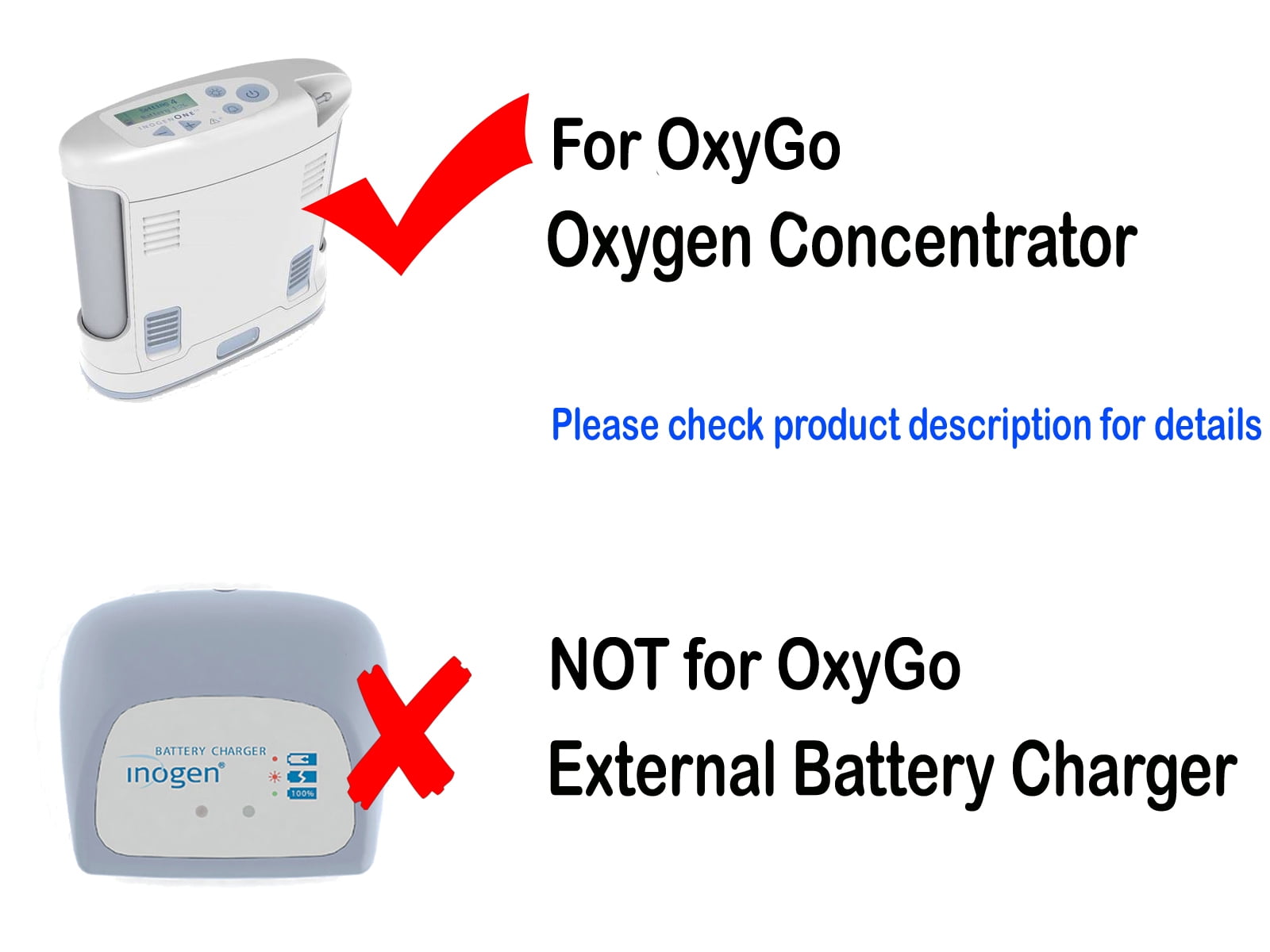 iTEKIRO AC Power Supply Adapter Charger for OxyGo, OxyGo Fit Portable Oxygen Concentrators (Not for OxyGo Next); OxyGo 1400-1040, 1400-2040