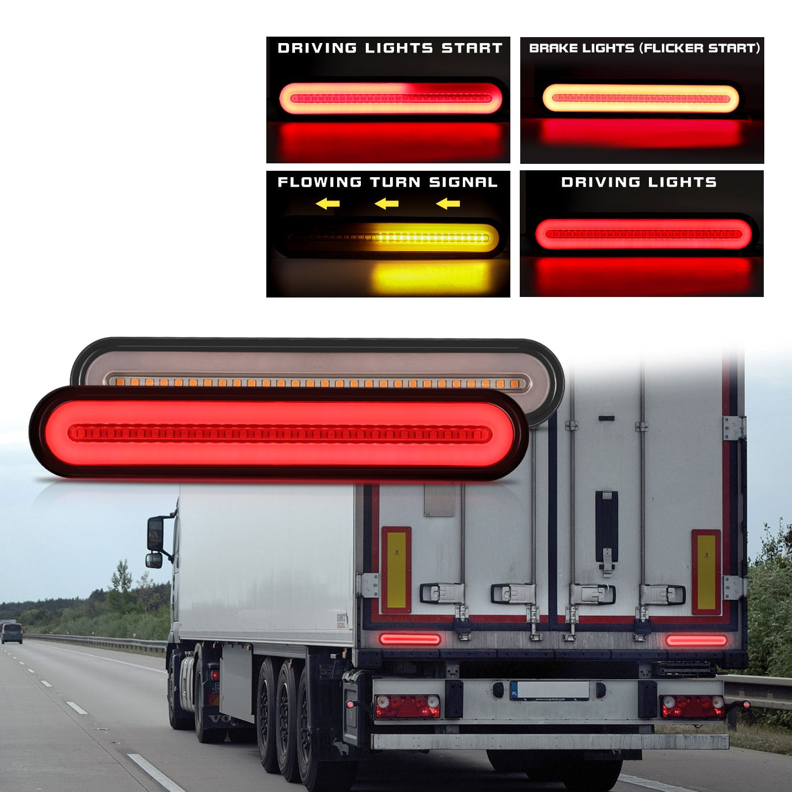 Xotic Tech LED Truck Trailer Tail Light Bar, 5 in 1 100 LED