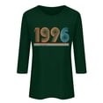 thumbnail image 4 of Birthday Gift Tees For Women 1996 Graphic Print Casual Loose Vintage Blouse Crew Neck 3/4 Sleeve Pullover Tops (3XL, Green), 4 of 4
