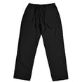 thumbnail image 3 of Zimjoy Big and Tall Men's Cotton Linen Pants Loose Drawstring Straight Leg Trousers Full Length Summer Beach Pants with Large Pockets,Black XL, 3 of 4