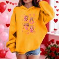 thumbnail image 5 of Girls Yellow Teddy Bear & Hearts Love Hoodie, Oversized Fleece Pullover, Cute Graphic Sweatshirt for Kids,Size 7 T, 5 of 8