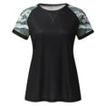 thumbnail image 4 of ZTTD Women Camouflage Print Crew Neck Short Sleeve Colorblock T Shirt Top, 4 of 7