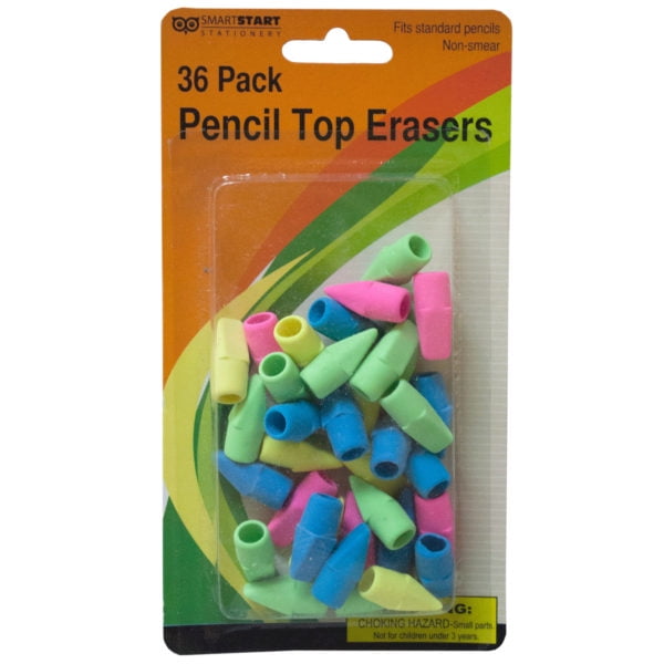 Bulk Buys OP14524 Rubber Pencil Top Erasers Pack of 24