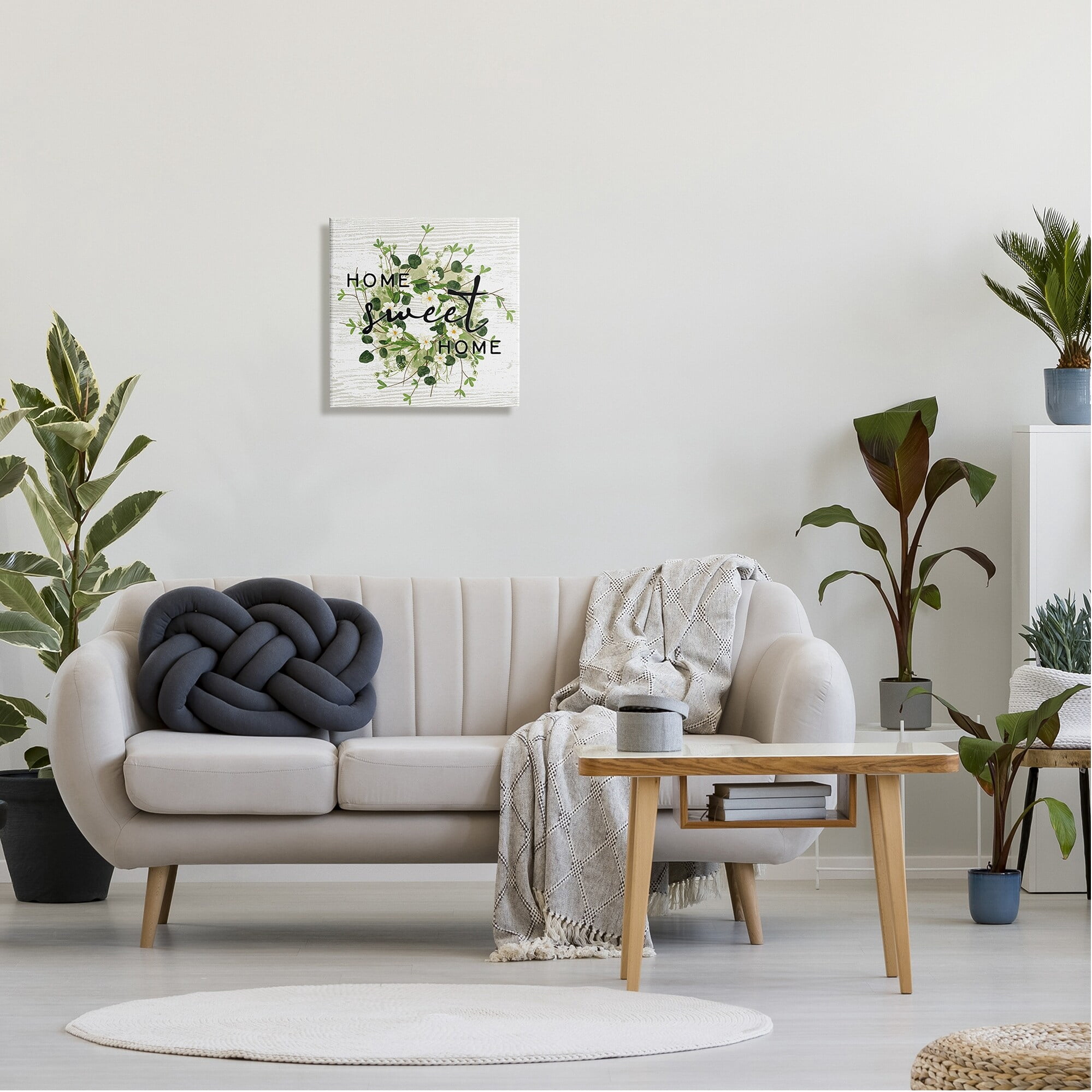 Stupell Industries Sweet Home Rustic Pattern Botanical Blossom Wreath Graphic Art Gallery Wrapped Canvas Print Wall Art, Design by Ziwei Li
