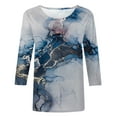 thumbnail image 4 of Blouses pour Femmes Été Mode Féminine Manches Courtes Col Rond Rétro Imprimé Hauts Amples Blouse Manches Trois-Quarts Blouses de Travail pour Femmes en Liquidation, 4 of 4