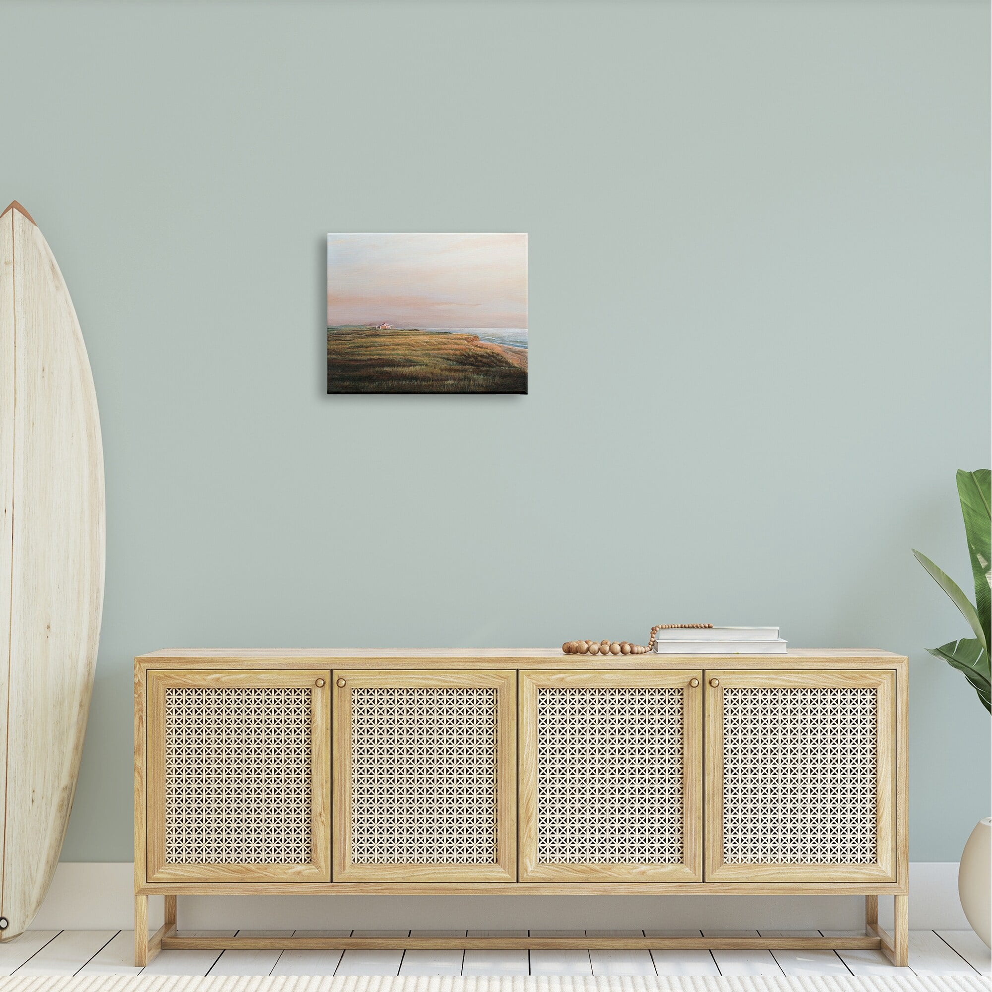 Stupell Industries Distant Seaside Cottage Rural Beach Ocean View Painting Gallery Wrapped Canvas Print Wall Art, Design by Tom Mielko