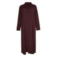 thumbnail image 5 of IDALL Maxi Dresses,Casual Dresses Women's Casual Button Down Cotton Linen Long Shirt Dress With Pockets Long Sleeve Dress,Long Dresses,Womens Dresses Red Dress XL, 5 of 5