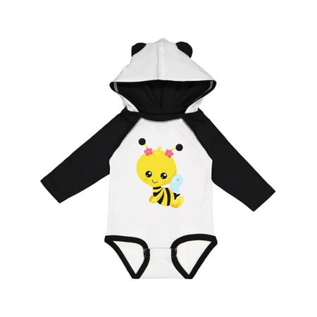 

Inktastic Cute Little Bee Bee With Flowers - Yellow Black Gift Baby Girl Long Sleeve Bodysuit
