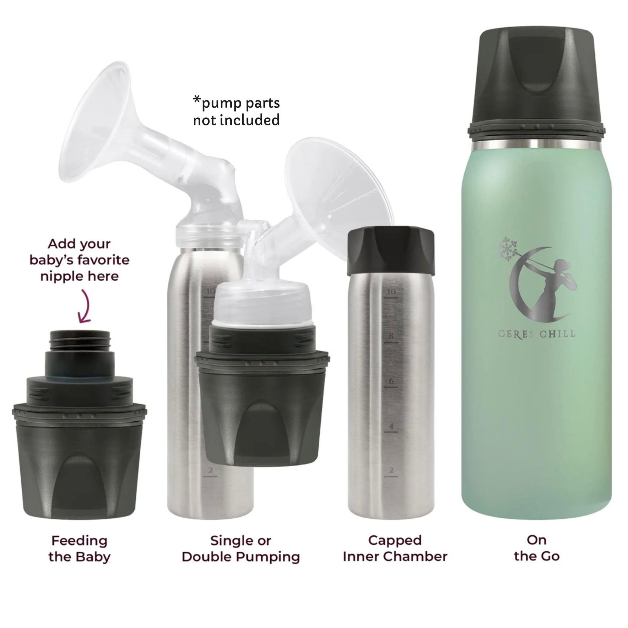 Ceres Chill OG Breast Milk Chiller Container Stainless Steel Zen Green 27 oz. 1 ct