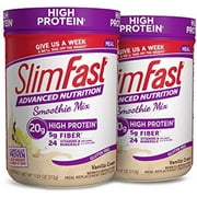Slimfast Advanced Nutrition High Protein Meal Replacement Smoothie Mix, Vanilla Cream, Weight Loss Powder, 20G Of Protein, 12 Servings (Pack Of 2)