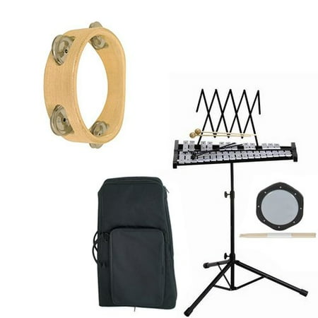 Band Directors Choice Educational Bell Kit Pack Deluxe w/Carry Bag, Drum Practice Pad & Sticks & Bonus Tambourine