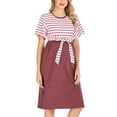 thumbnail image 6 of gakvbuo Maternity Dress For Women Plus Size Summer Baby Shower Pregnancy Dresses For Photoshoot Maternity Clothing Pregnant Women Clothes Round Neck Short-sleeved Striped Maternity Casual Dress, 6 of 9