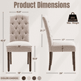 thumbnail image 4 of Dining Chairs Modern Upholstered Set of 2 Fabric Dining Chairs with Wood Legs, Beige, 4 of 9
