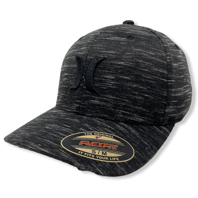 Hurley Men's Icon Textures Flex Fit Hat Cap (Large/X-Large, Black Heather)