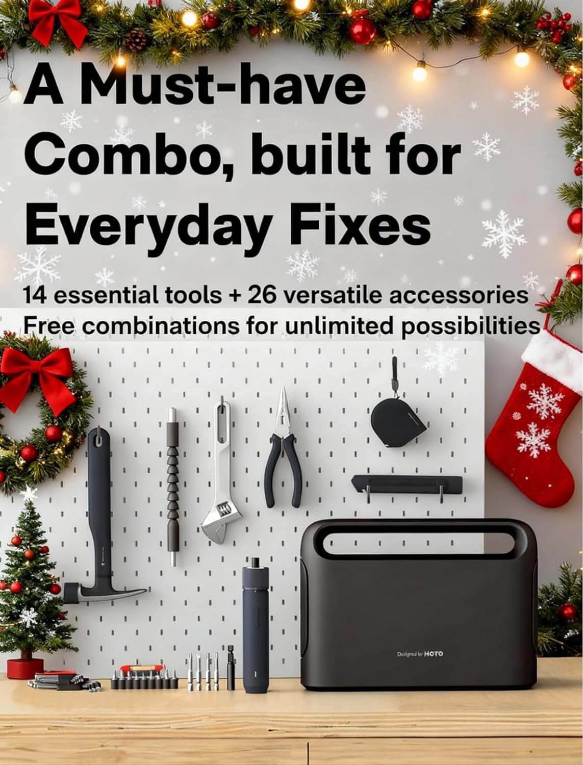 40-Piece Tool Kit,  Tool Set w/Smart Electric Screwdriver (LED, 3 Torque) + 14 Tools & 26 Accessories | Pro-Grade Compact Organizer for Home, Dorm Repairs,