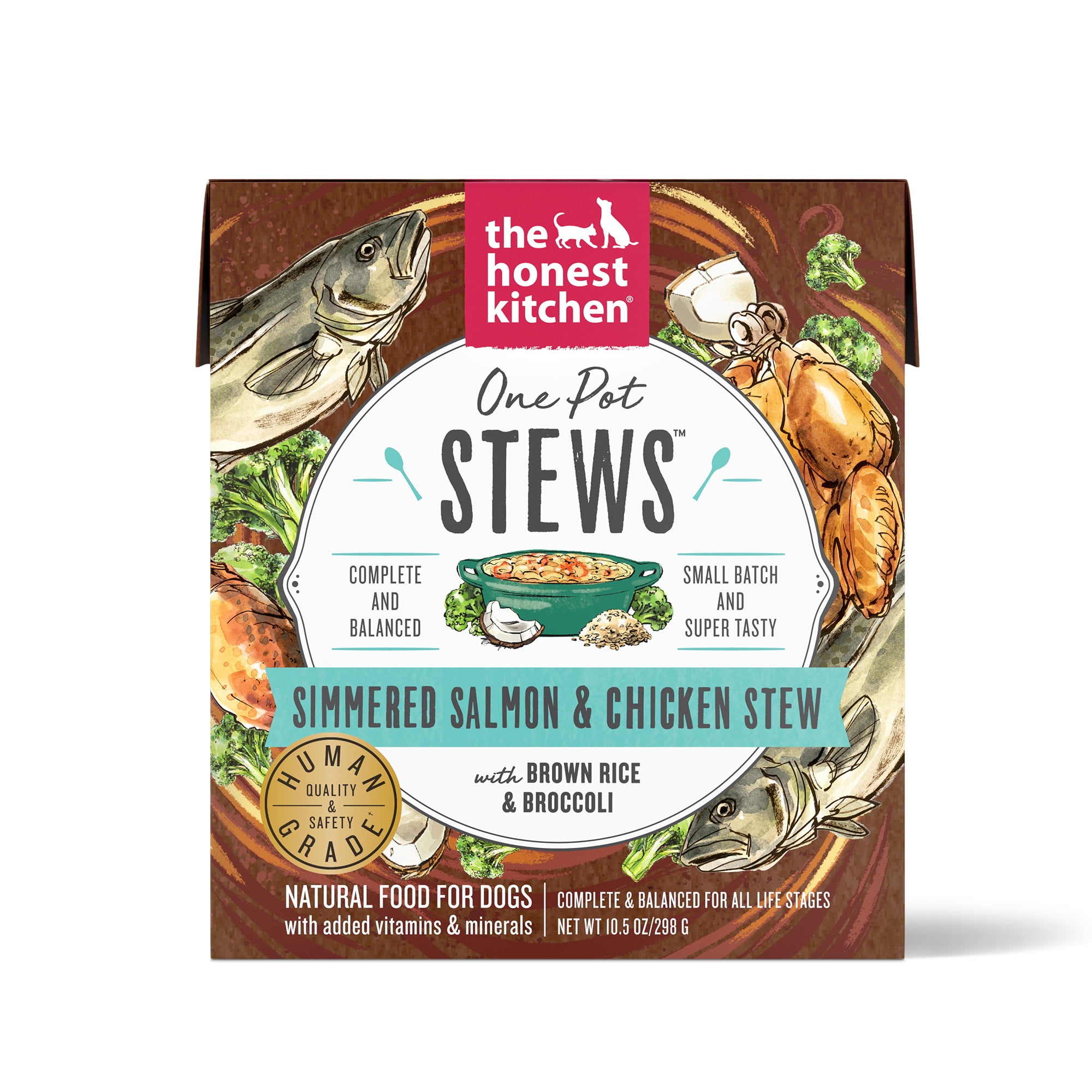 The Honest Kitchen One Pot Stews: Simmered Salmon & Chicken Stew with Brown Rice & Broccoli Wet Dog Food, 10.5 oz x1