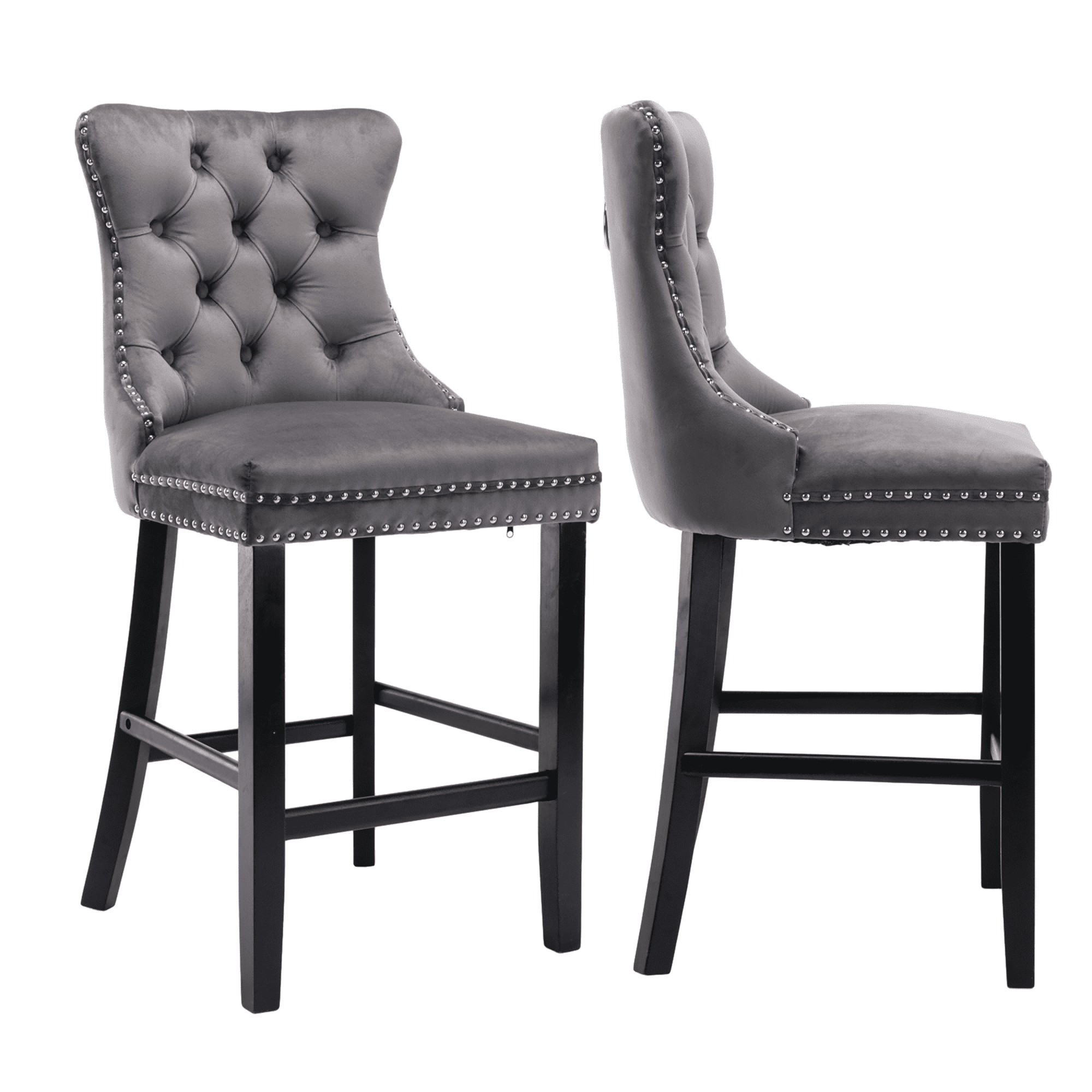 Velvet Counter Height Upholstered Barstools, Bar Stools Seat Height 27