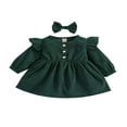 thumbnail image 1 of MesaSe Automne Bébé Filles Princesse Robe 2pcs Volant à Manches Longues Bouton Velours Côtelé une Ligne Robe Bandeau Vin Rouge 2-3 Ans, 1 of 9