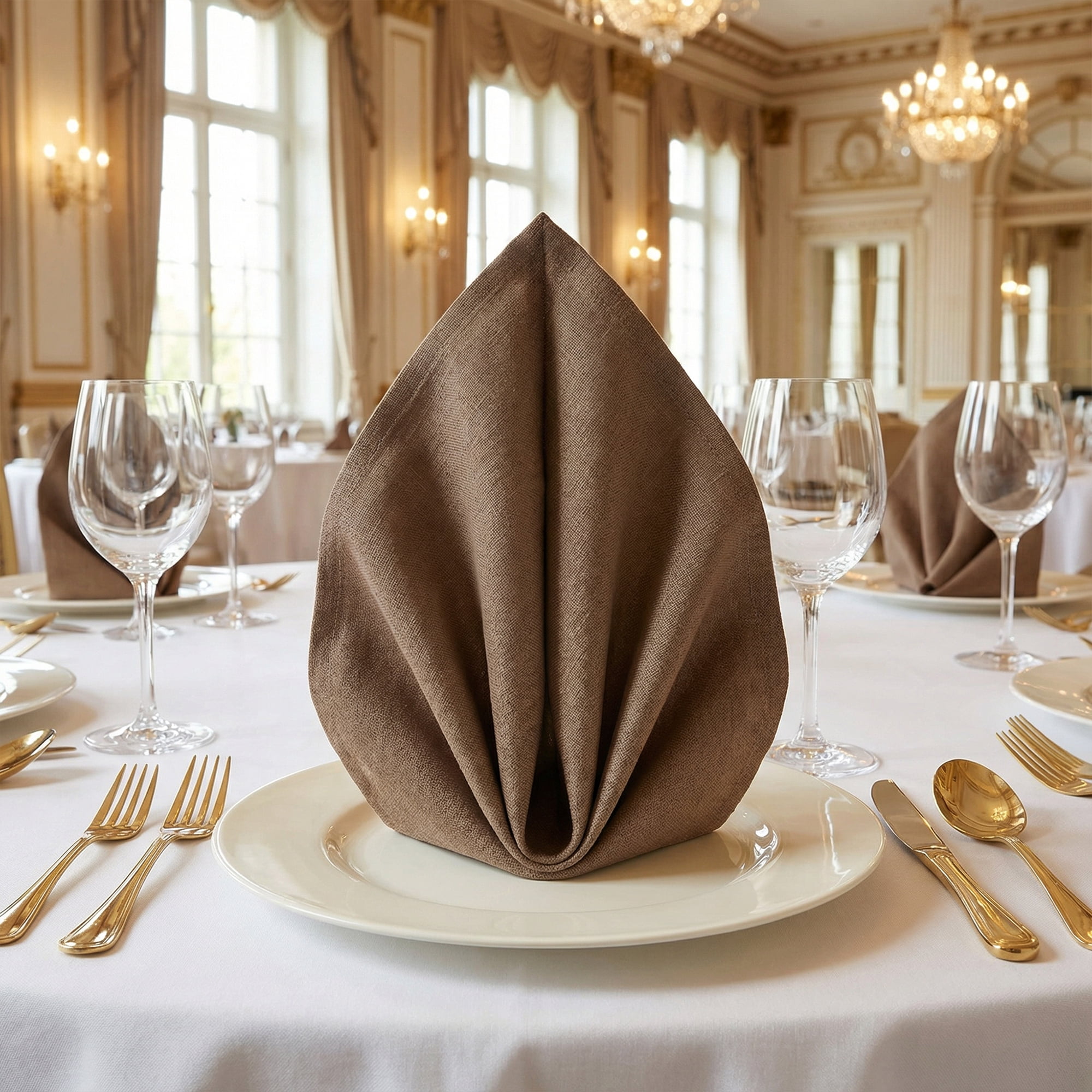 Unique Bargains 6Pcs Dinner Use Cotton Cloth Napkins Caramel 20x20inch