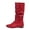 Red, variant on EKVAHL Women's Slouch Mid‑Calf Boots, Relaxed Fit Faux Leather Flat Boots, Low Heel Daily Walking Boots For Fall Street Wear Black