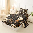 thumbnail image 2 of Manfei Vintage Gothic Skull Mushroom Twin Sheets 3pcs, Botanical Flower Happy Halloween Bedding, Orange Black Beige,1 Fitted Sheet, 1 Flat Sheet and 1 Pillowcase, 2 of 5