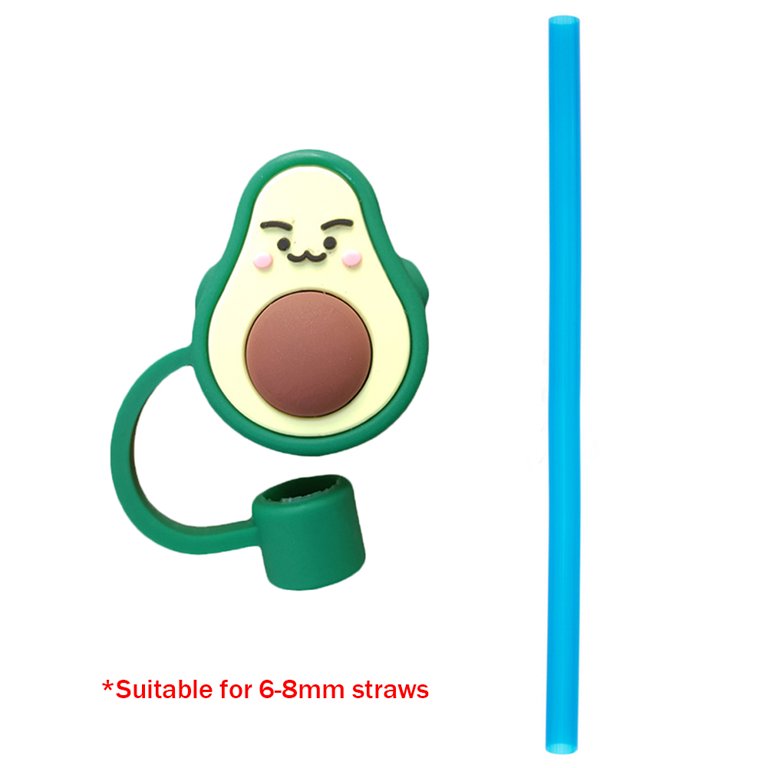 Cartoon Straw Dust Caps Silicone Straw Cover Gifts for 6-8mm Straws (Avocado)  