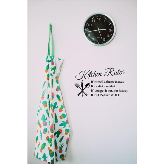 Kitchen Rules Wall Decal Inspirational Quote Vinyl Sticker for Kitchen Decor Removable & Easy to Apply Stylish Wall Art for Modern Classic Kitchens Durable Long-Lasting Mural for Home Decoration