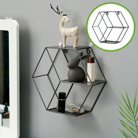 Matoen Iron Wall Mounted Storage Rack - Decorative Hanging Organizer for Living Room Bedroom & Entryway - Space Saving Home Decor