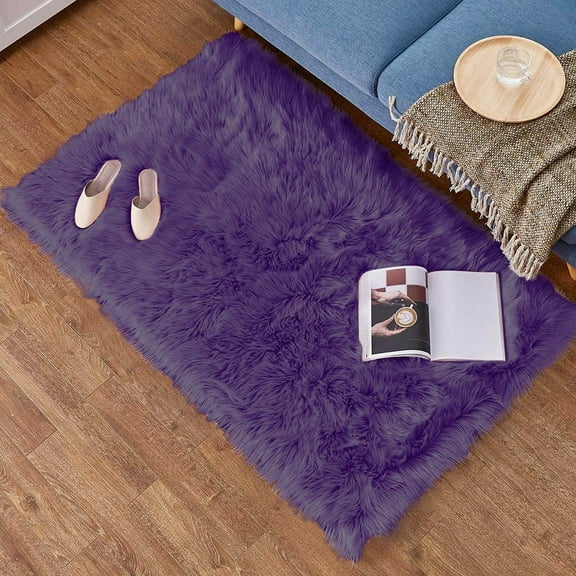 1X Carpet Wool Imitation Sheepskin Rugs Faux Non Slip Bedroom Shaggy Carpet Mats