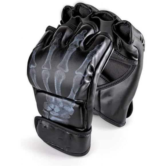Gloves, Half-Finger Boxing Fight Gloves Mitts with Adjustable Wrist Band UFC Gloves for Sanda Sparring Punching Bag Training One Size Fits Most