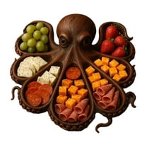 Octopus Charcuterie Platter – Gift for Seafood Lovers, Ocean Themed Party Aperitif Octopus Charcuterie Board, Wood Nautical Serving Tray for Cheese Meats Fruit, Gift for Seafood Lovers & Entertainers