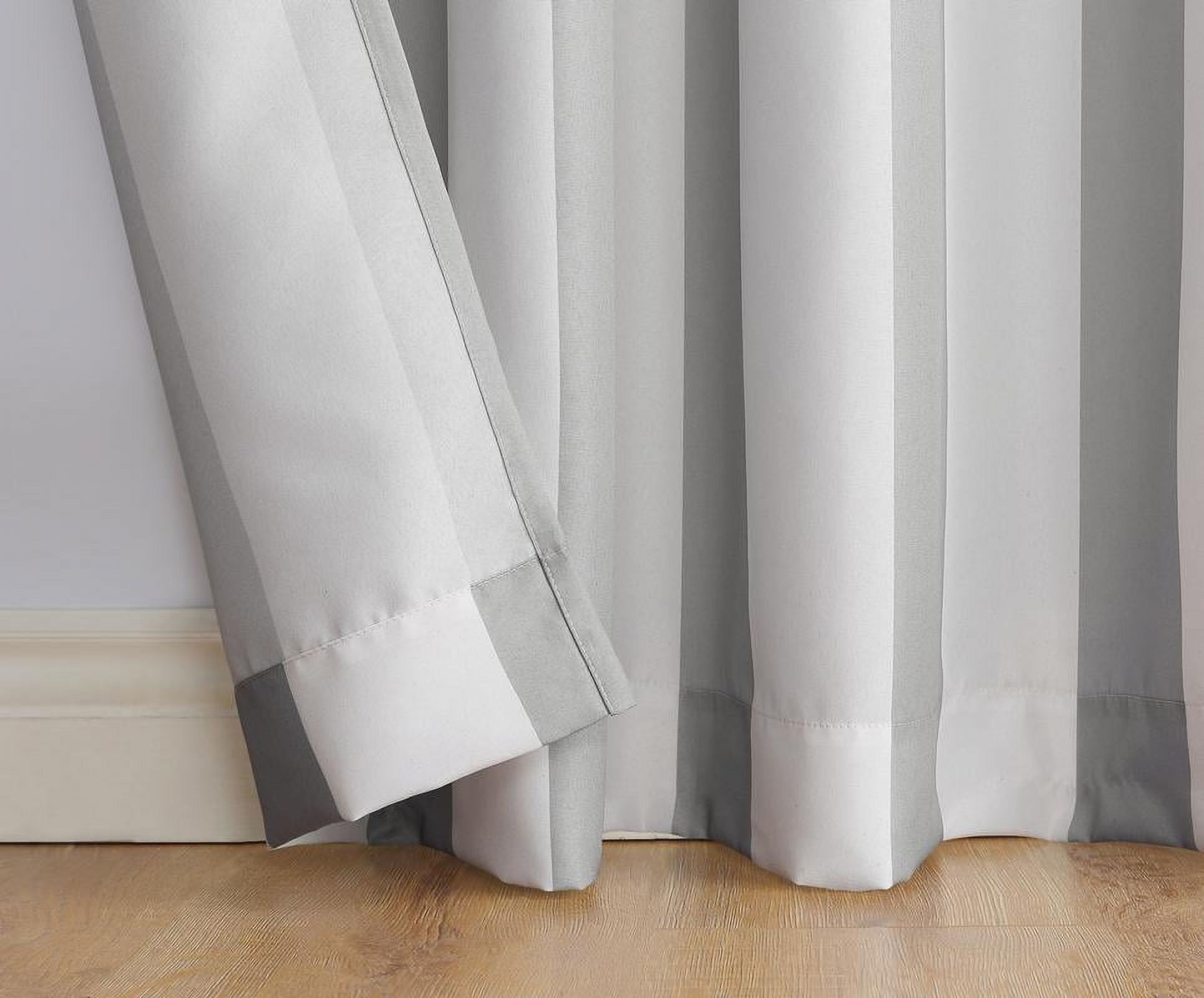 Sun Zero Valencia Cabana Stripe Indoor/Outdoor UV Protectant Room Darkening Grommet Curtain Panel, 54"x84", Gray
