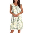 thumbnail image 4 of Oksale Henley Neck Pajama Dress for Women Cute Floral Mini House Dress Cozy Sleeveless Cotton Nightgowns with Pockets Multicolor L, 4 of 9