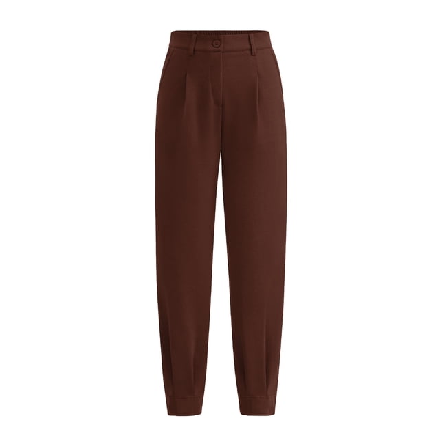 Pantalones PRETTYGARDEN de tiro alto, largo hasta el tobillo, color café, talla S