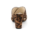 thumbnail image 4 of BLISSFUL STEP Women's Sandals Block Heels Crisscross Strap Mules Slide Sandals Brown Leopard 7.5, 4 of 8