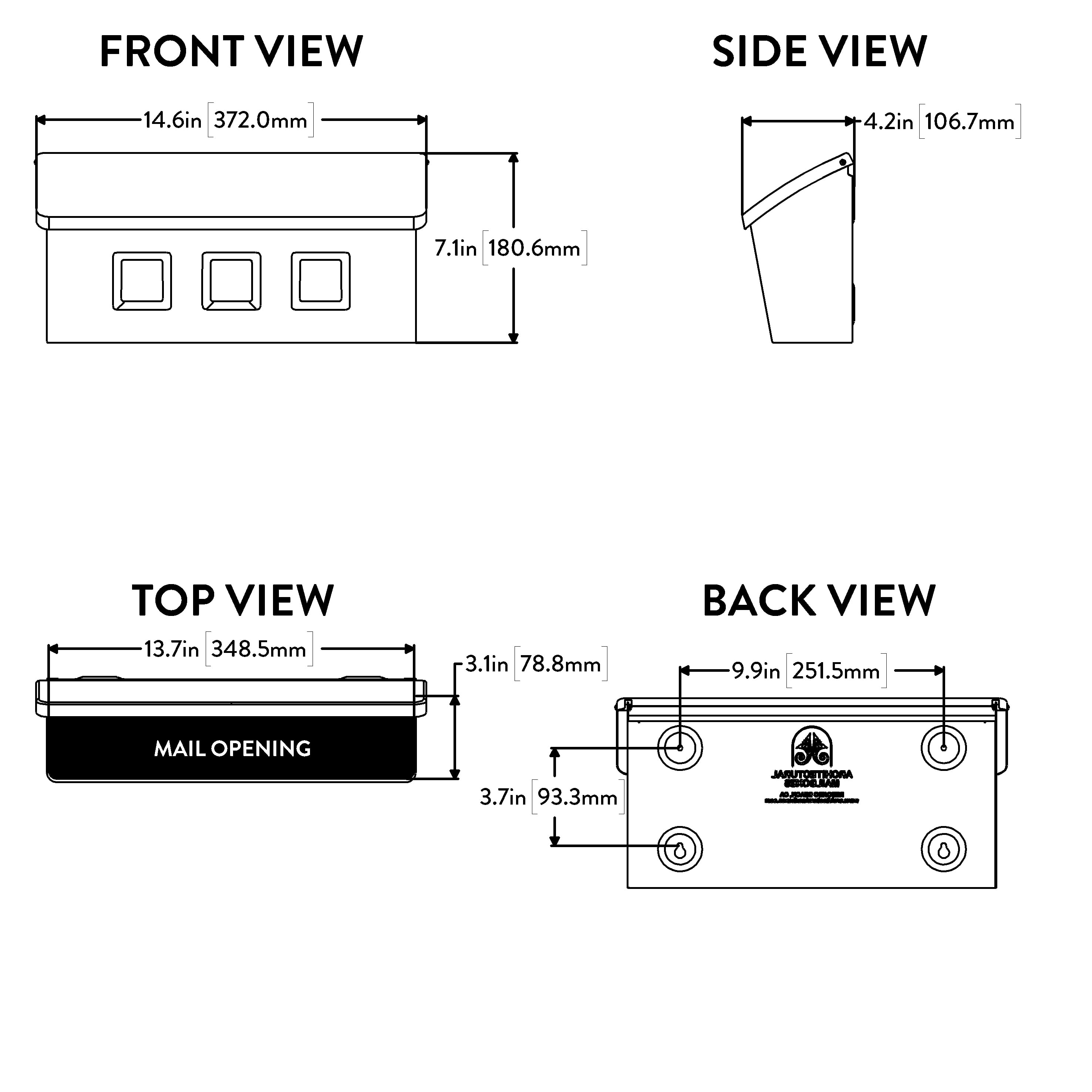 Architectural Mailboxes Wayland™ Vertical Wall-Mounted Mailbox for Outside, Rust-Resistant Galvanized Steel Metal Small Mail box, White