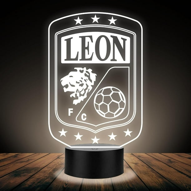 Lámpara del Leon 3D,Lámpara Luz Nocturna Led,Lámpara Acrílico Luces Cambiantes,Equipos Futbol 3D,Futbol Soccer,Luces Noche 3D,Regalo ideal para los Fanáticos del Futbol