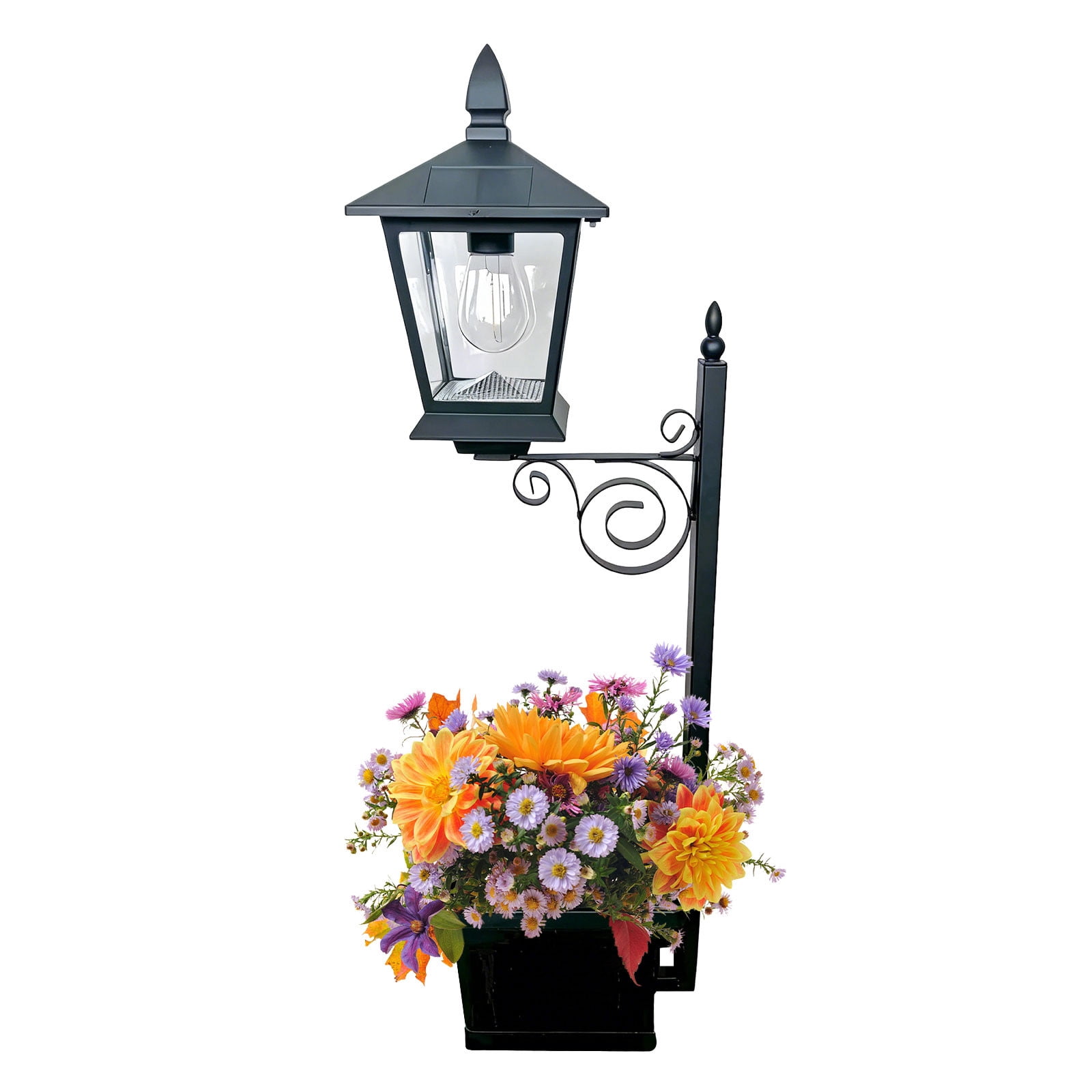 Solar Lamp Post with Planter, Outdoor Solar Pole Light, Waterproof Decorative Lighting for Porch Yard Garden Patio, 27.2"