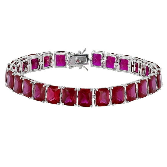 Ruby emerald cut tennis bracelet Ruby birthstone bracelet everyday gemstone jewellery best friend Gift for her,silver bracelet