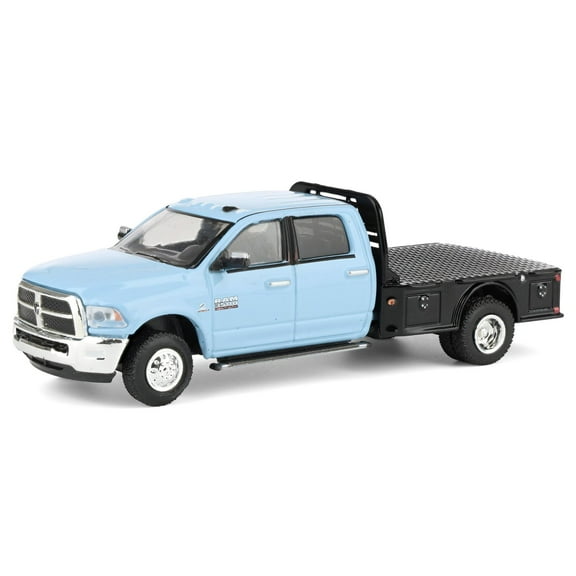 Greenlight 1/64 2018 Ram 3500 Dually Flatbed Truck, Robin’s Egg Blue, Dually Drivers Series 16 46160-C