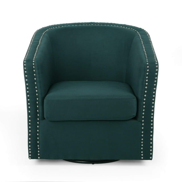 Christopher Knight Home Octavia Contemporary Fabric Swivel Chair, Green, Black