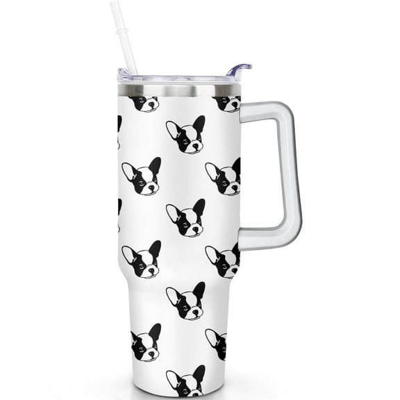 Dog Art 40oz Tumbler with Handle, Straw Lid, and Vacuum Insulation, Leak Proof Stainless Steel Mug for Travel Gift