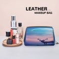 thumbnail image 4 of Bingfone Night Sky Elk Print Leather Makeup Bag, Portable Hand-held Zipper Female Cosmetic Bag Toiletry Bag, Suitable for Home and Travel, 4 of 6