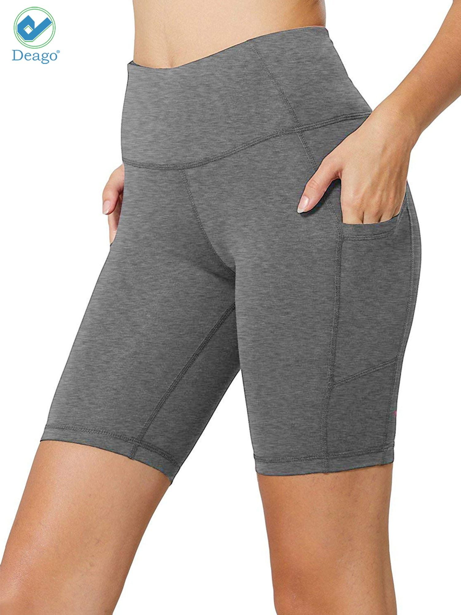 Tummy Control Stretchy Yoga Shorts for Workout Running High Waist Biker Shorts with Pockets for Women 
