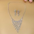 thumbnail image 3 of Visland Necklace Earring Set Shiny Rhinestone Geometric Shape Hanging Earrings High-end Luxurious Bride Princess Style Wedding Prom Banquet Ear Neck Jewelry, 3 of 7