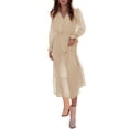 thumbnail image 3 of Biekopu Women Long Dress, Long Sleeve Dress V-neck Jacquard Loose Swing Dress Casual Dress for Daily, 3 of 9