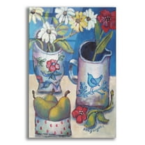 Epic Art 'Des fleurs et poires' by Holly Wojhan, Acrylic Glass Wall Art, 12"x16"