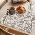 thumbnail image 3 of Farmhouse Brown Placemats Set of 2, Vintage Flower Leaf Botanical Plant Washable Wipeable Table Mats for Dining Tables, Indoor Outdoor Kitchen Place Mats for Holiday Party Table Decor, 3 of 9